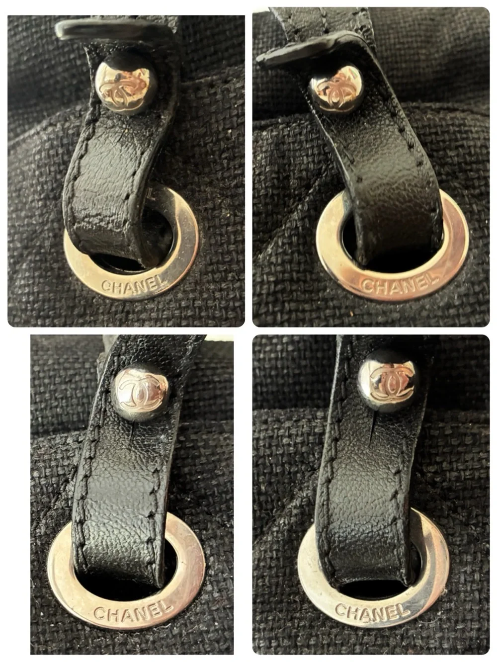 Authentic Chanel Biarritz quilted canvas bowler bag.